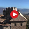Aerial view of Freudenstein Castle above Appiano