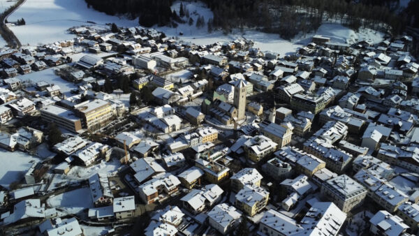 San Candido in winter from above