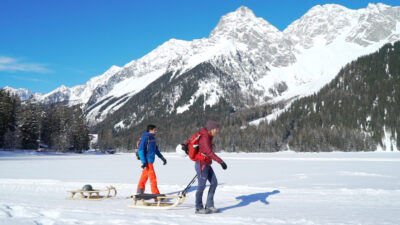 In slittino al passo Stalle