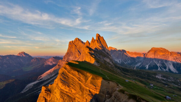 Evening comes at the Seceda