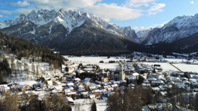 Dobbiaco in inverno, dall’alto